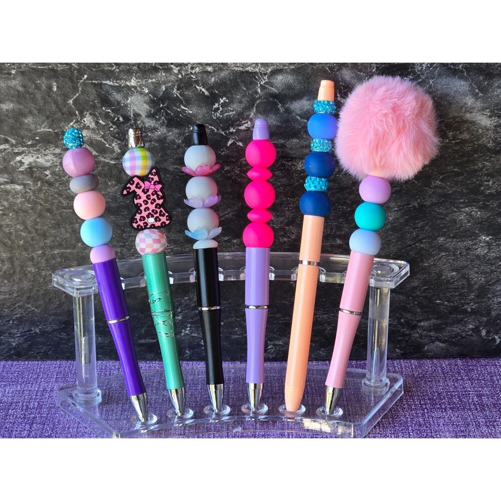 Pens, Ball Point, Set of 6 for Party Bags, Focal Beads, Assorted Colors & Styles